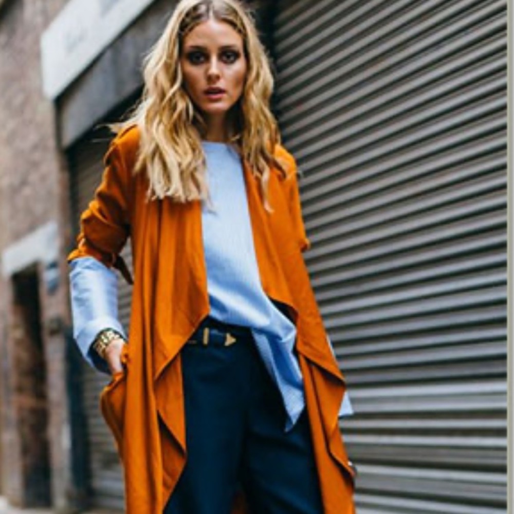 ZARA Waterfall Trench Coat in Burnt Orange